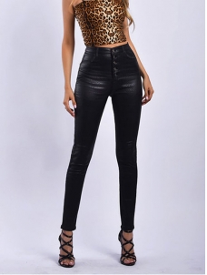 Women High Waist Vinyl Long Pant