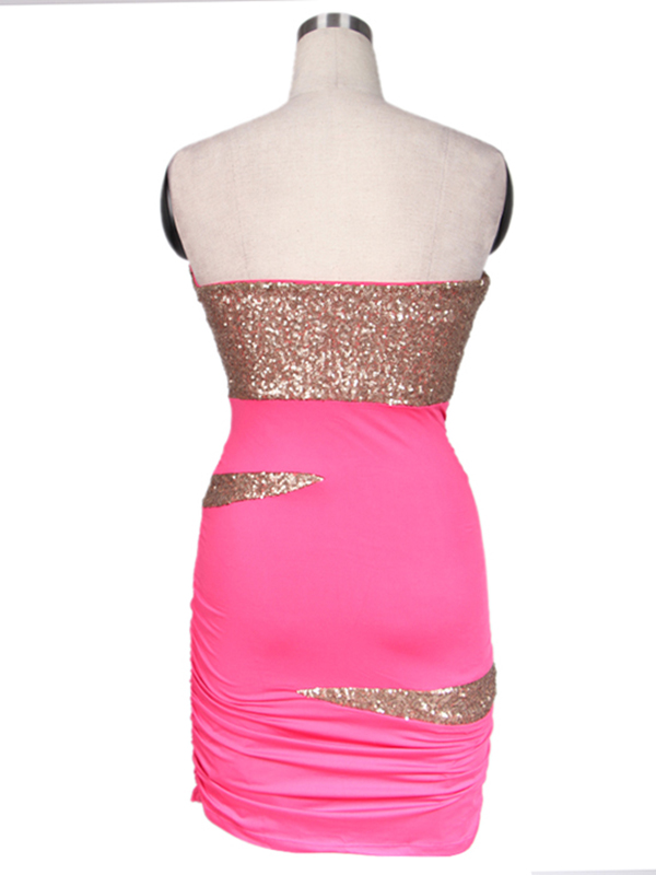  Alluring Tribal Sequins Dress in Rose