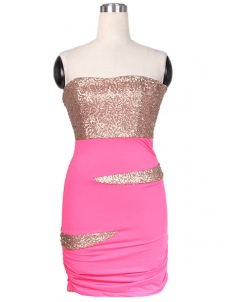  Alluring Tribal Sequins Dress in Rose