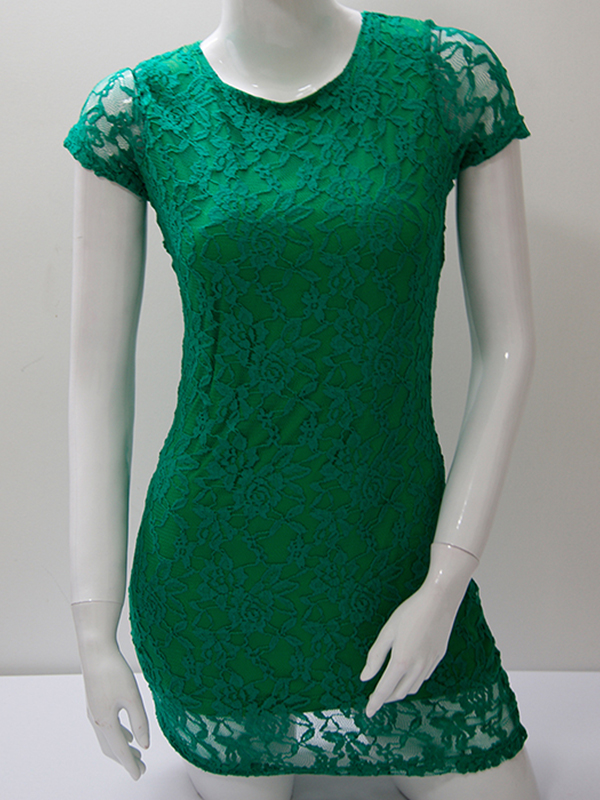 Hot Elegant Floral Lace Dress Green