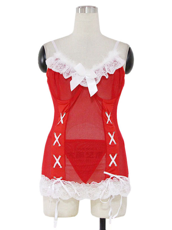 Red Mesh Christmas Chemise