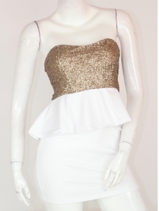 Sequins Strapless Dress White