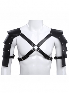 Mens Adult Erotic Lingerie Accessory Sexy Faux Leather Adjustable Body Chest Harness Bondage Costume with Rivets Shoulde