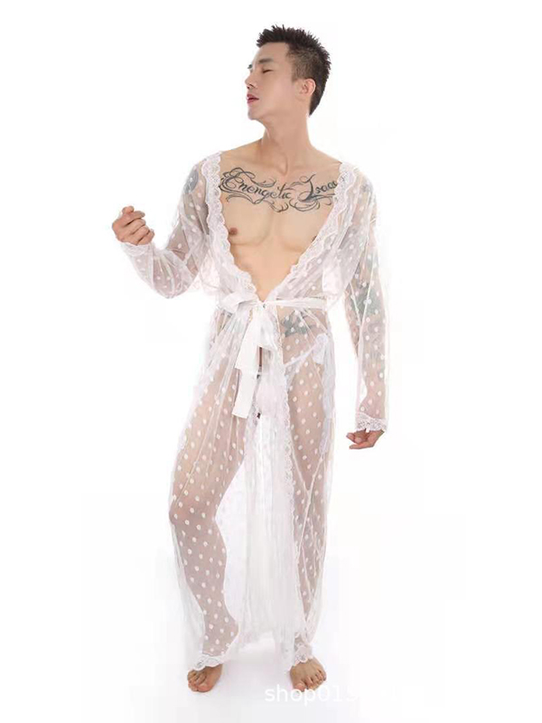 Men Sexy Transparent Night Gown