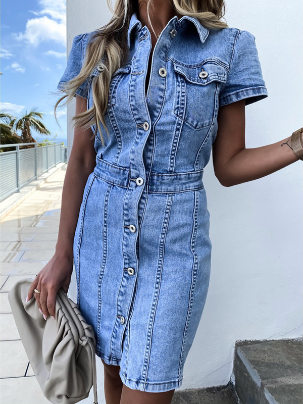 Women Sexy Denim Mini Bodycon Dress