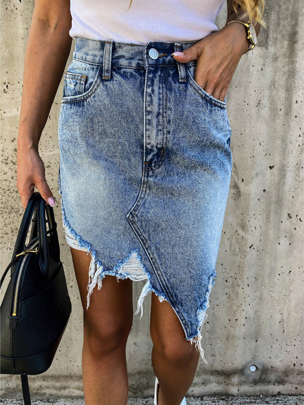 Women Sexy Midi Denim Pencil Skirt