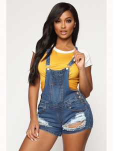 Women Fashion Short Denim Romper