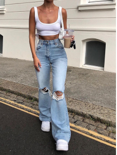 Women Sexy High Waist Long Denim Pant