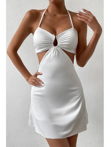 Women Midi Dresses Sexy Satin Tie Backless Halter Dress