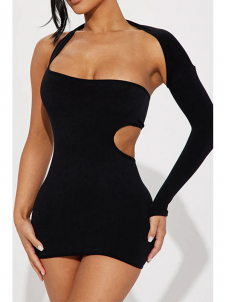 Women One-shoulder Long-sleeved Cutout Dresses