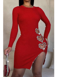 Women Sexy Rhinestone Decoration Mini Dress