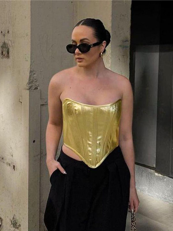 Women Sexy Faux Leather Bustier