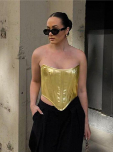 Women Sexy Faux Leather Bustier