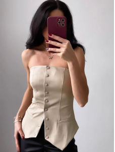 Women Sexy Faux Leather Off Shoulder Tops