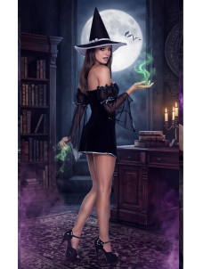 White Witch Dress Set Halloween Party Costume Lace Up Mini Dress