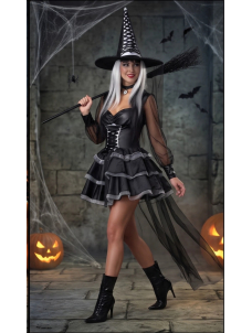 Witch Dress Set Halloween Party Costume Black Corset Dress 