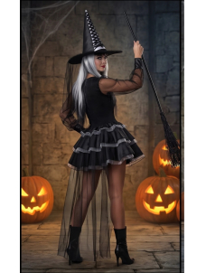 Witch Dress Set Halloween Party Costume Black Corset Dress 