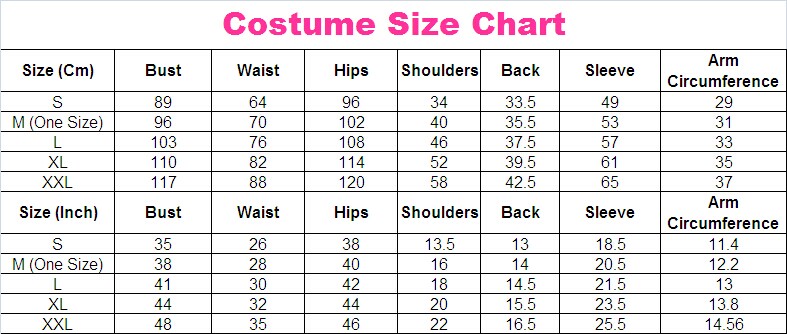 Sequin Hearts Size Chart