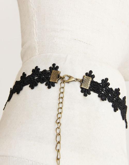 Balck Retro Choker with Heart Crystal & Chains