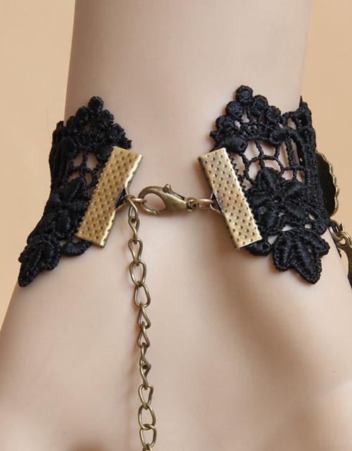 Black Pendant Lace Gothic Bracelet Ring Jewelry