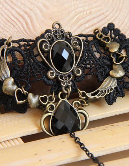 Black Pendant Lace Gothic Bracelet Ring Jewelry