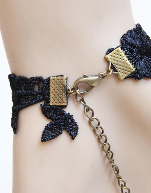 Black Retro Bracelet with Beads & Ring