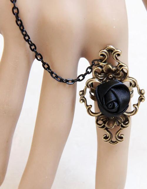 Black Retro Bracelet with Beads & Ring
