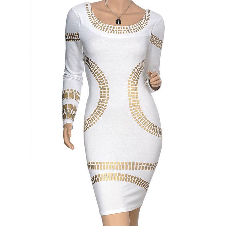 White with Gold Silver Beading  Dress