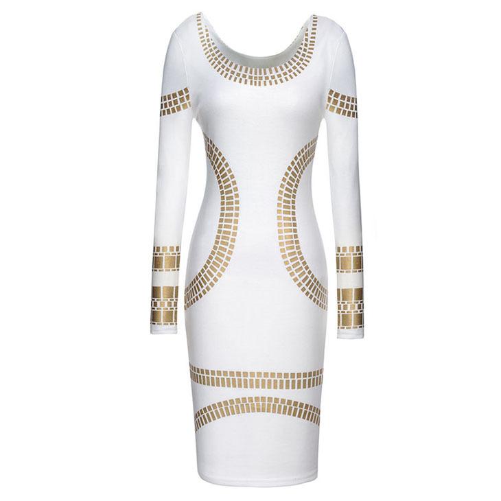 White with Gold Silver Beading  Dress