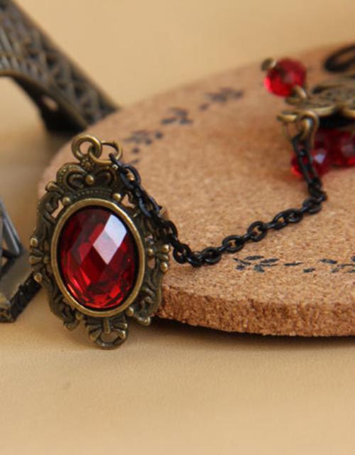 Gothic Red Flower Lace Bracelet Ring Jewelry