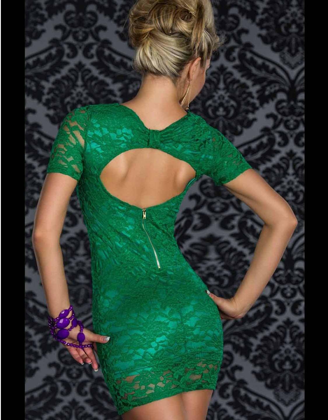 Hot Elegant Floral Lace Dress Green
