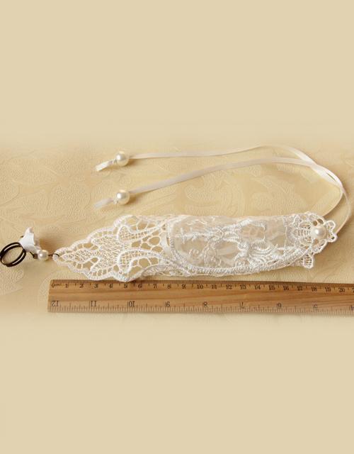 Lolita White Embroidered Lace Bracelet with Ring 