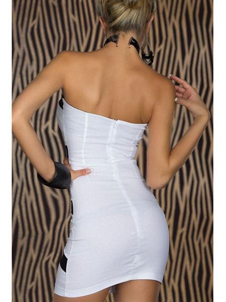 Black and white Splice Strapless Sexy Dress