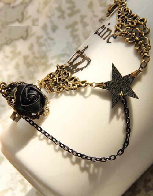 Retro Street  Punk Star Bracelet with Ring 