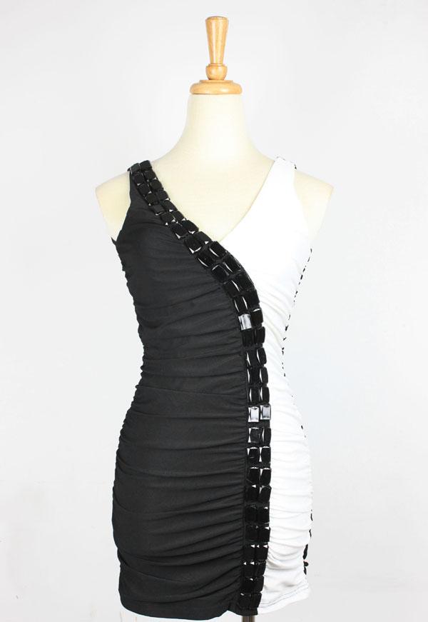 Sexy Women's Black White Dress