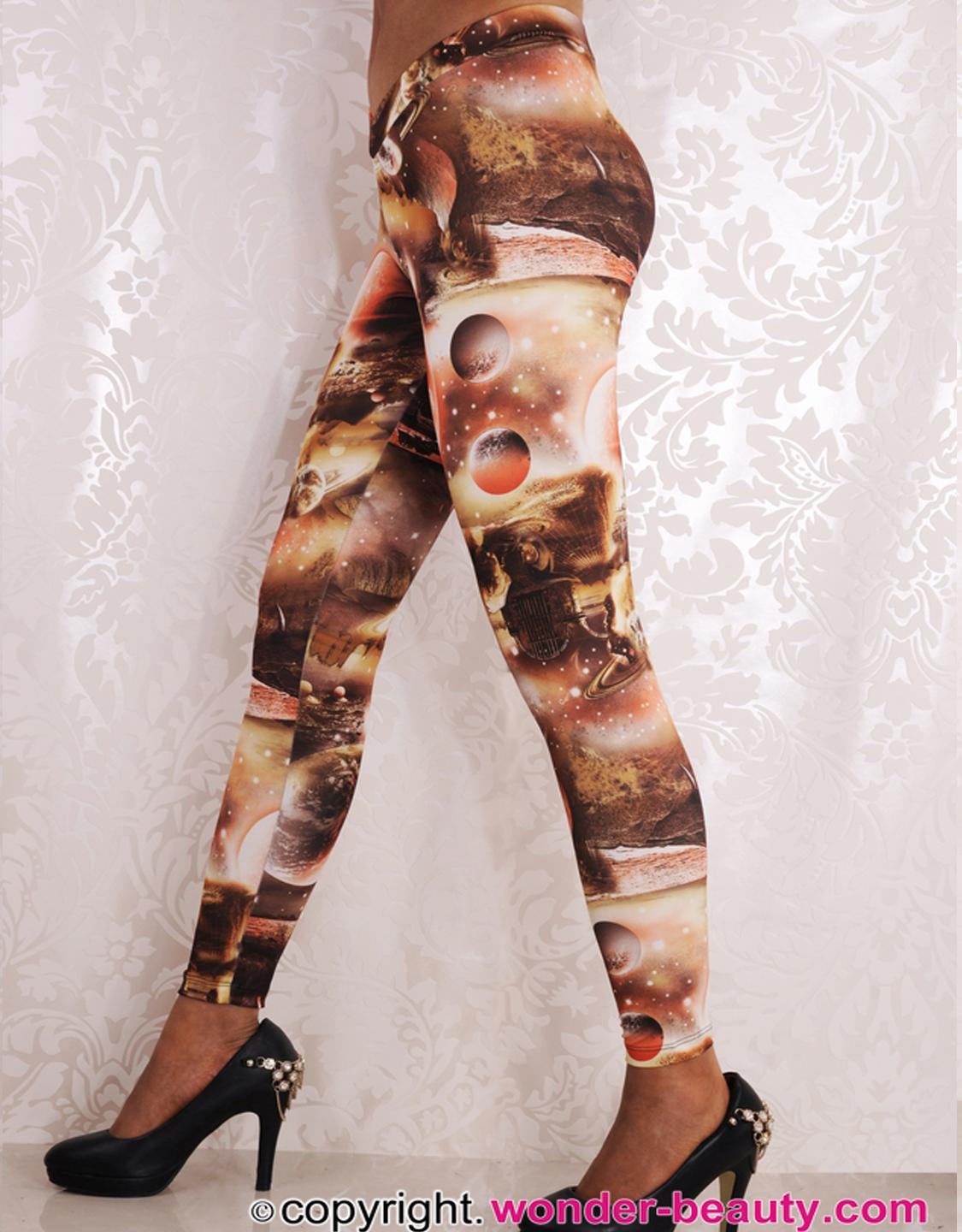 Heart-shape Yellow Planet Sexy Leggings