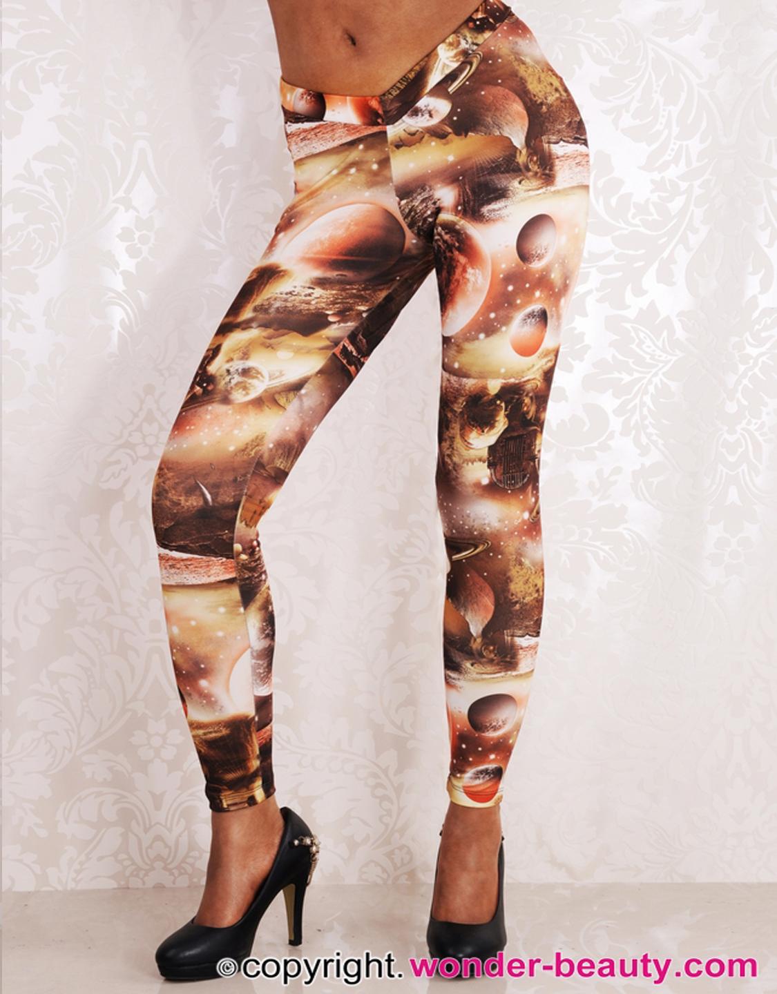 Heart-shape Yellow Planet Sexy Leggings