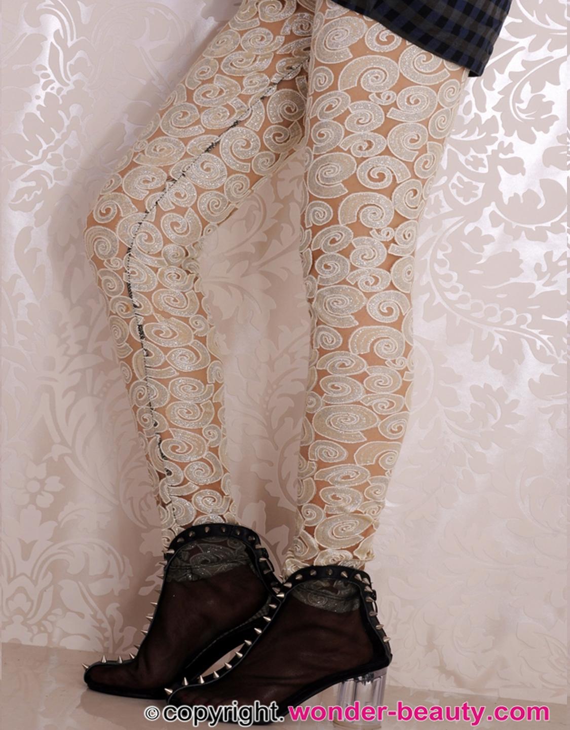 Sheer White Vortex Mesh Leggings 