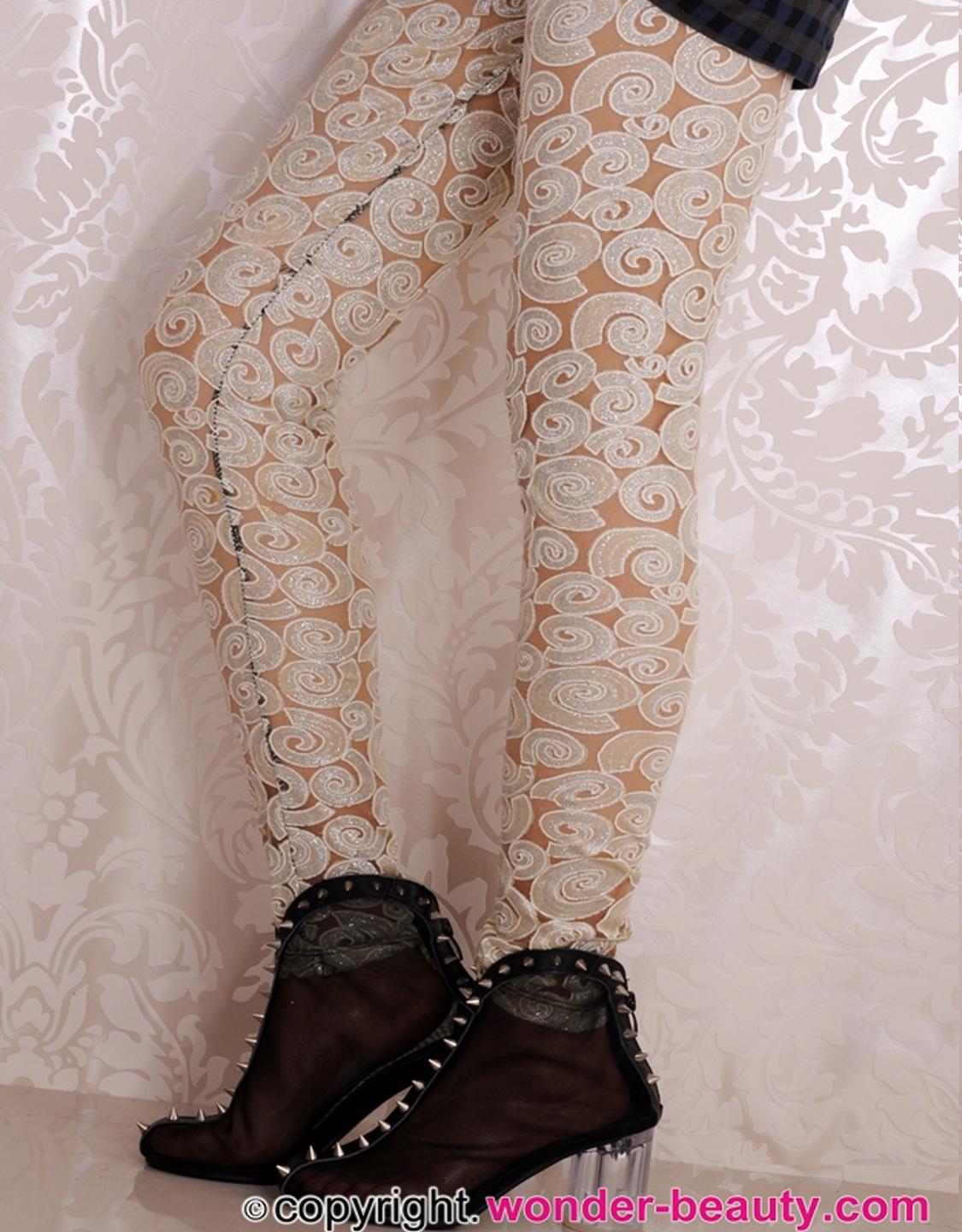 Sheer White Vortex Mesh Leggings 