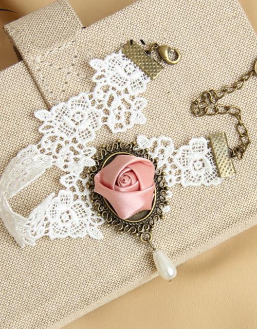 Vintage Pink Rose Lolita Anklet