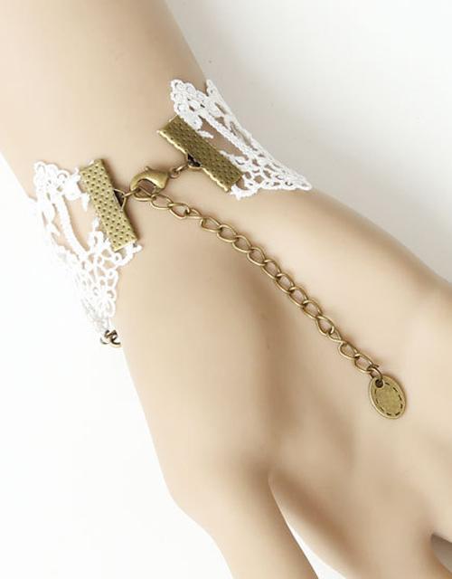 White Lace Bracelet Black Ring Jewelry