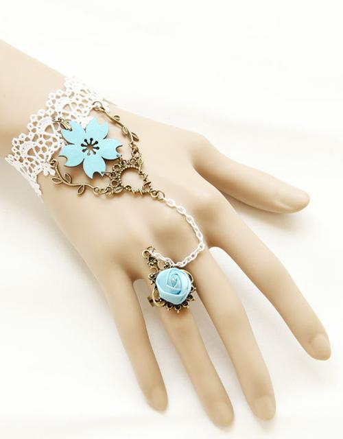White Lace Pendant Gothic Bracelet Ring Jewelry 