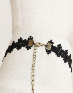 Balck Retro Choker with Heart Crystal & Chains