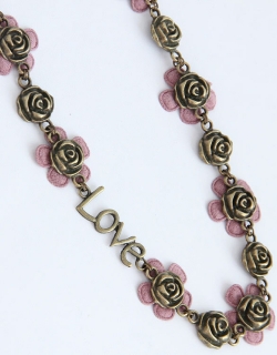 Bronze Carved Flower Love Headband 