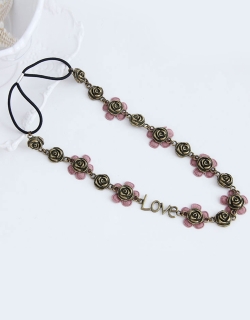 Bronze Carved Flower Love Headband 