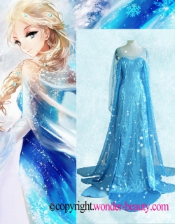 Elsa Princess Blue Sequined Cosplay Costume