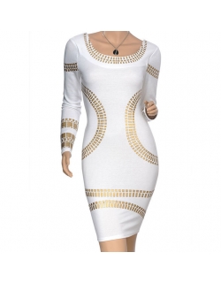White with Gold Silver Beading  Dress
