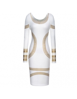 White with Gold Silver Beading  Dress