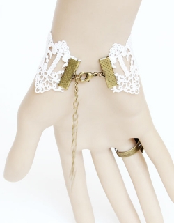 Gothic Pendant Red Rose Bracelet with Ring 