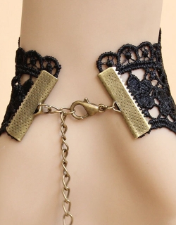 Gothic Red Flower Lace Bracelet Ring Jewelry